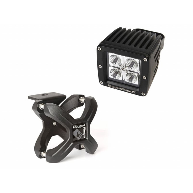 Rugged Ridge Small X-Clamp & Square LED Light Kit Text. Black | (TLX-rug15210.37-CL360A70)