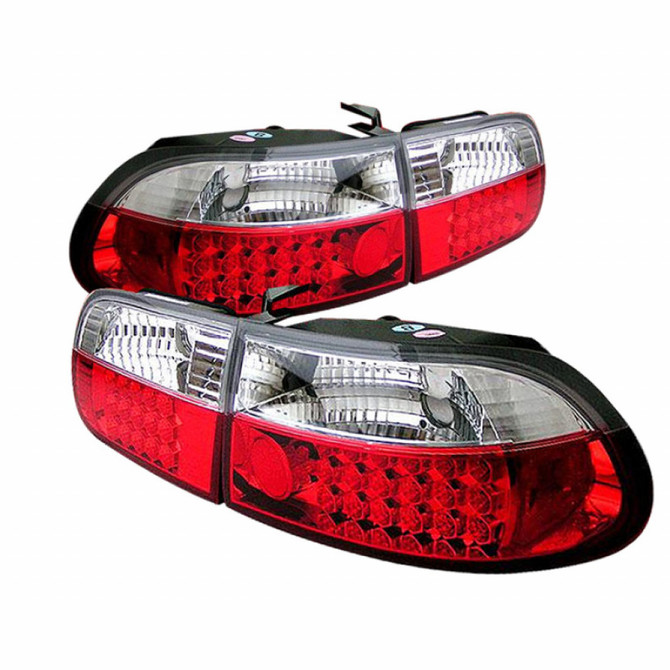 Spyder For Honda Civic 3Dr 92-95 LED Tail Lights Pair Red Clear ALT-YD-HC92-3D-LED-RC | 5004741