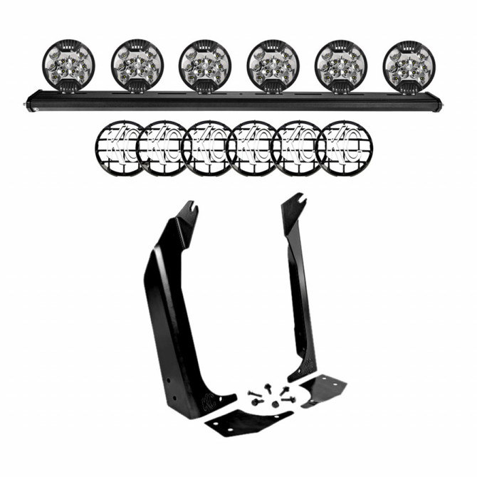 KC Hilites For Jeep Wrangler 1997-2006 SlimLite LED Lights - Black | 50in. Overhead Cross Bar Kit w/6 (TLX-kcl97060-CL360A70)