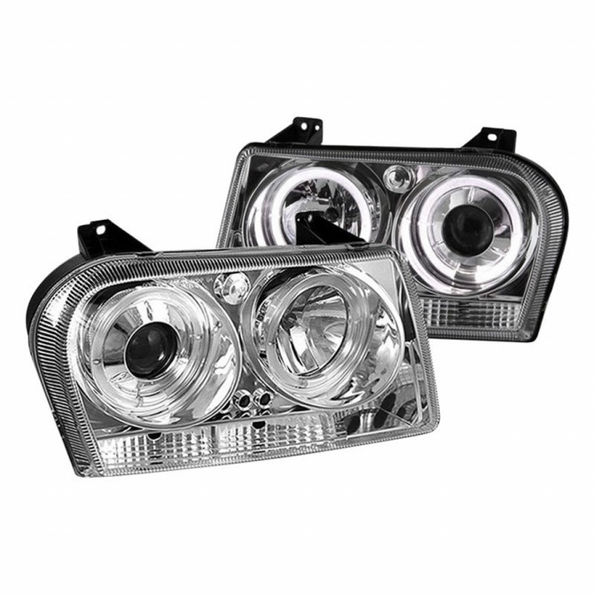 Spyder For Chrysler 300 2005-2008 Projector Headlights Pair LED Halo LED Chrome | 5009197