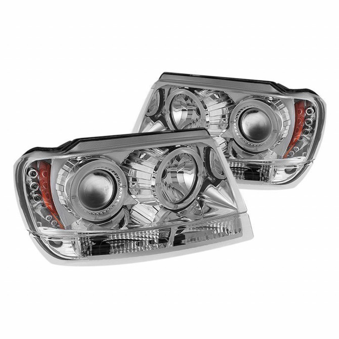 Spyder For Jeep Grand Cherokee 99-04 Projector Headlights Pair LED Halo LED Chrome | 5011152