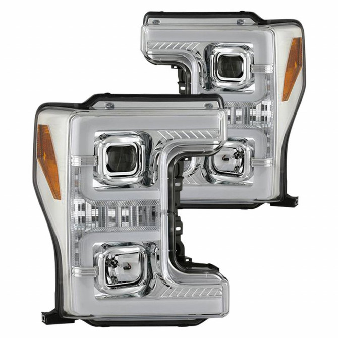 Spyder For Ford F-250/F-350/F450 Super Duty 2017 2018 Projector Headlight Pair Chrome | 5086273