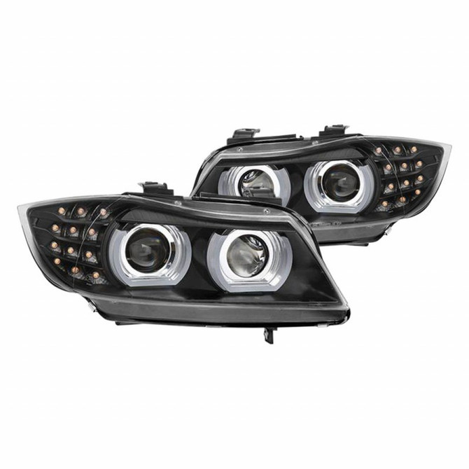 Spyder For BMW 335i xDrive 2009 2010 4DR Projector Headlights Pair Halogen LED Black | 5086488