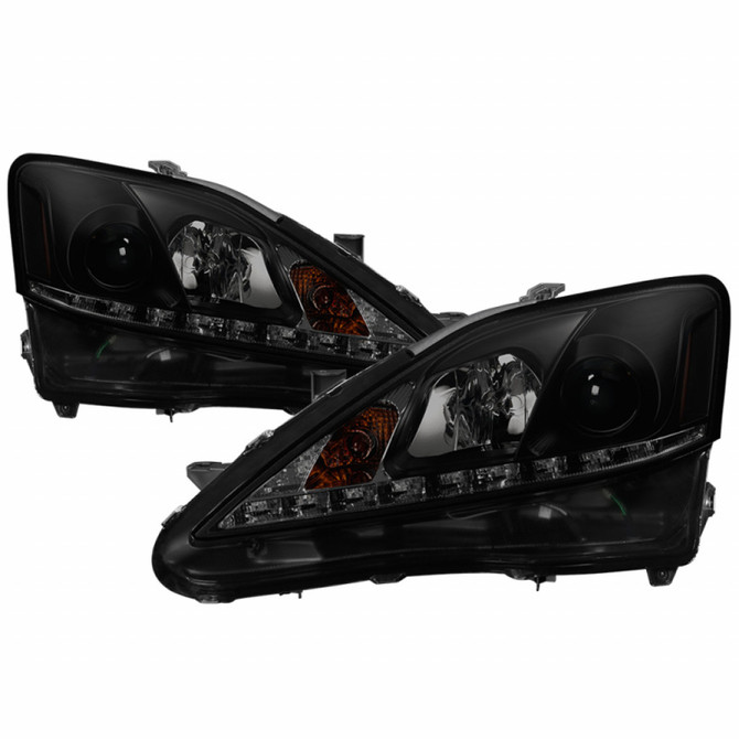 Spyder For Lexus IS 250/350 2006-2010 Projector Headlights Pair | DRL Black Smoke | 5080073