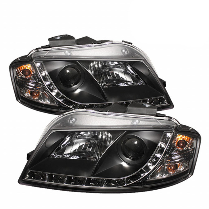 Spyder For Audi A3 Quattro 2006-2008 Projector Headlights Pair | Halogen DRL Black | 5008510