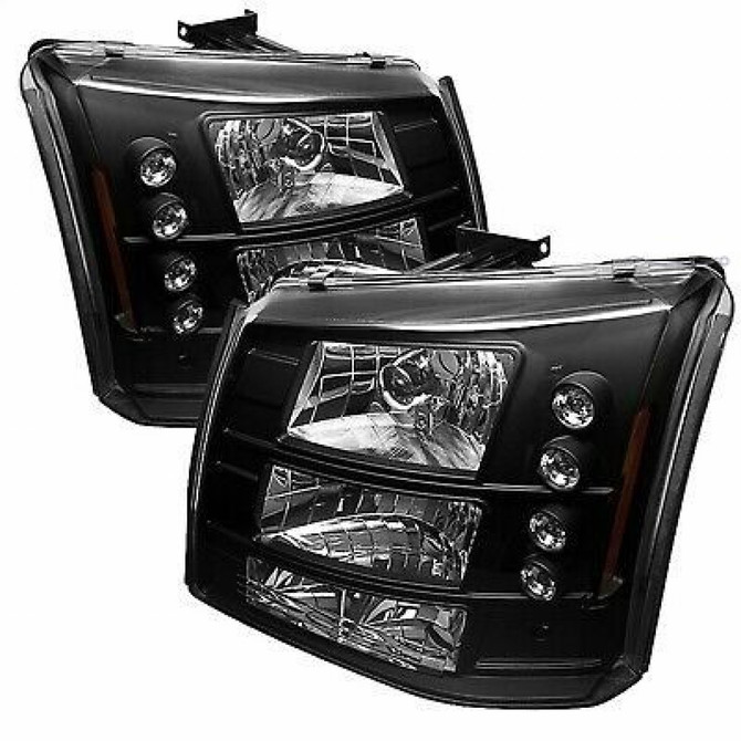 Spyder For Chevy Silverado 1500/3500 Classic 2007 Crystal Headlights Pair | Black | 5012395