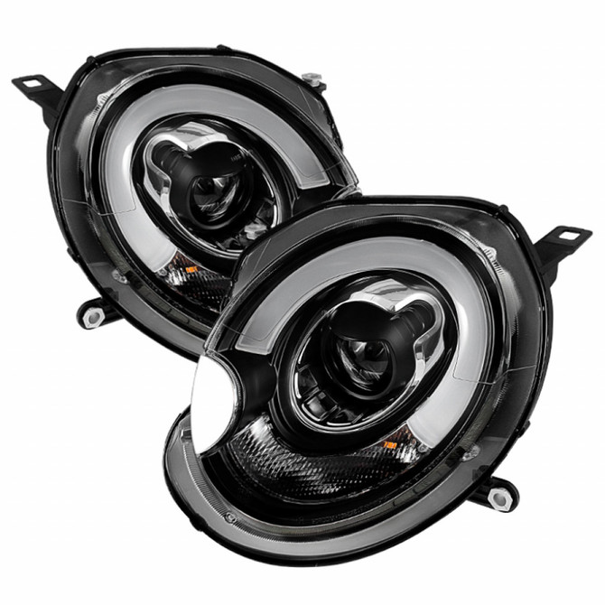 Spyder For Mini Cooper 2007-2012 Projector Headlights Pair | Halogen Model DRL Black | 5080608