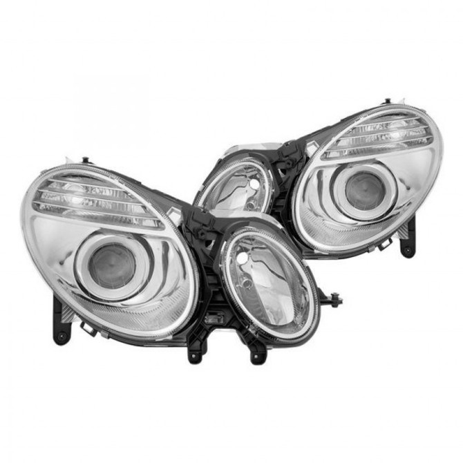 xTune For Mercedes-Benz E-Class 03-09 Headlights Pair Chrome PRO-JH-MBW21103-HID-C | 9037016