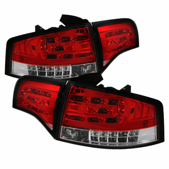 Spyder For Audi A4 4Dr 06-08 Tail Lights Pair LED Red Clear ALT-YD-AA406-G2-LED-RC | 5029294
