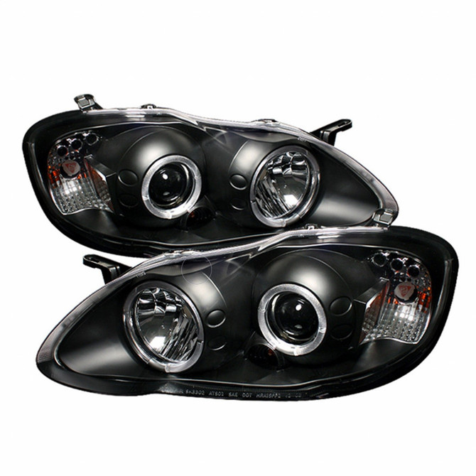Spyder For Toyota Corolla 03-08 Projector Headlights Pair LED Halo- LED Black Low H1 | 5011787