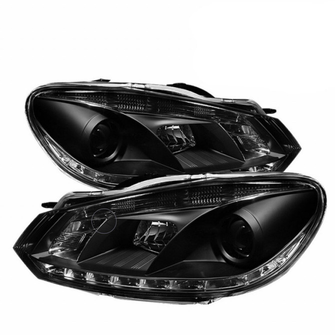 Spyder For Volkswagen Golf 2010-2013 Projector Headlights Pair Halogen DRL Black | 5012111