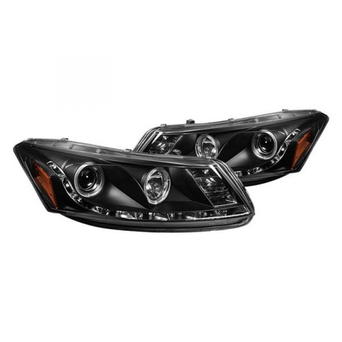 Spyder For Honda Accord 4Dr 2008-2012 Projector Headlight Pair - LED Halo DRL Black | 5010667