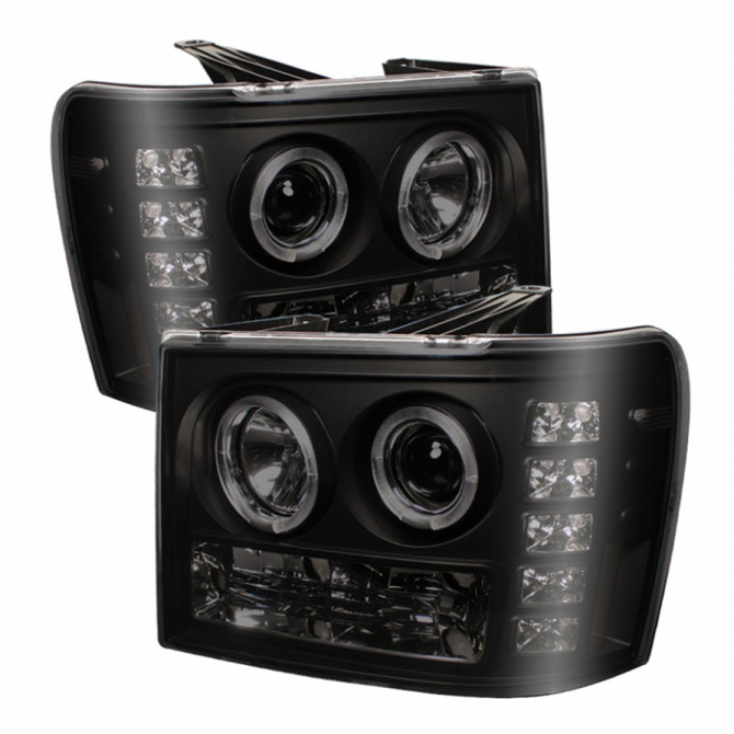 Spyder For GMC Sierra 1500 2007-2013 Projector Headlights Pair LED Halo Black Smoke | 5078506