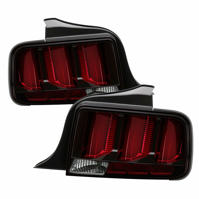 Spyder For Ford Mustang 2005-2009 Tail Lights Pair | Red Light Bar | LED | Black | 5086716
