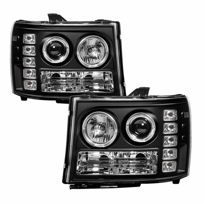 Spyder For GMC Sierra 2500/3500 HD 2007-2013 Pair Projector LED Halo- LED Black | 5010605