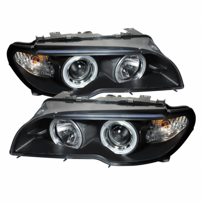 Spyder For BMW E46 3-Series 04-06 2 DR Pair Projector Halogen Model- LED Halo Black | 5077141