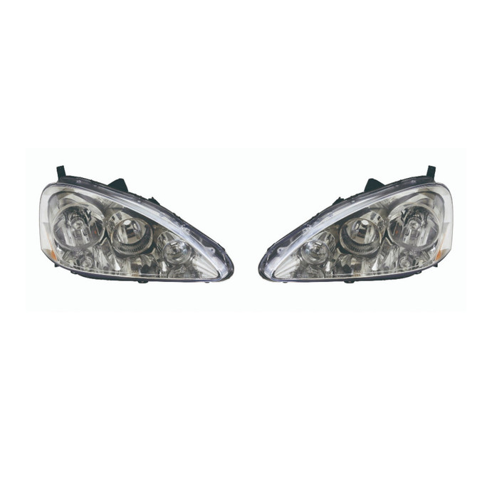 For Acura RSX 2005-2006 Headlight Assembly Unit Chrome Pair Driver and Passenger Side (Chrome) (CLX-M1-316-1143P-US1)