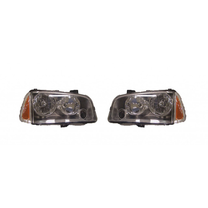 For Dodge Charger 2007 08 09 2010 Headlight & SML Unit Driver & Passenger Side Pair Halogen Chrome CH2505128 (CLX-M1-333-1116F-USN1)