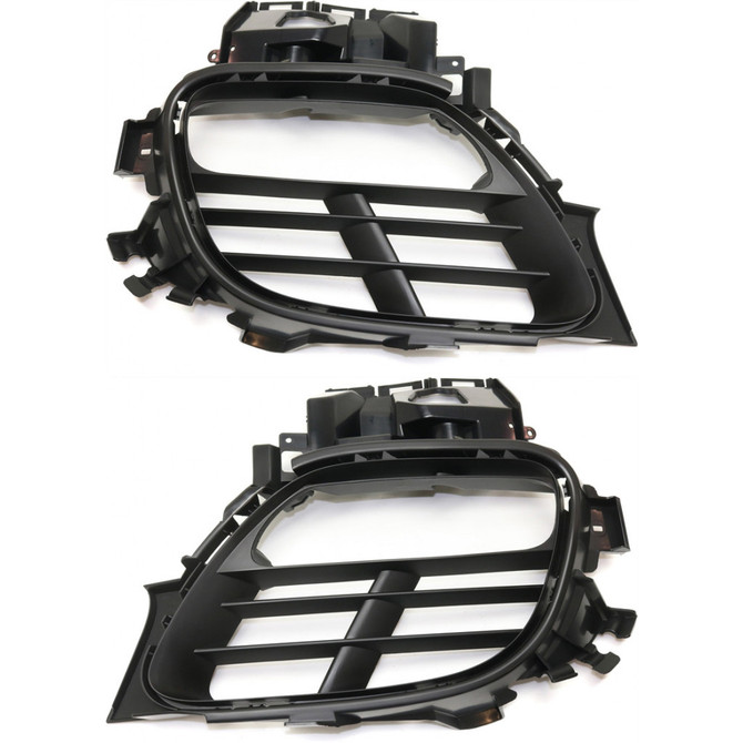 For Porsche Panamera Fog Light Cover 2013 Driver and Passenger Side Pair / Set | Textured Black | Retaining Frame | DOT/SAE Compliance | PO1038103 + PO1039103 | 970505985011E0 + 970505986011E0 (PLX-M0-USA-REPP108004-CL360A70)