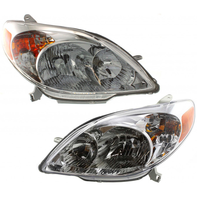 For Toyota Matrix Headlight Assembly 2003 04 05 06 07 2008 Driver and Passenger Side Pair / Set | Halogen | TO2502140 + TO2503140 | 8115002220 + 8111002210 (PLX-M0-USA-T100110-CL360A70)