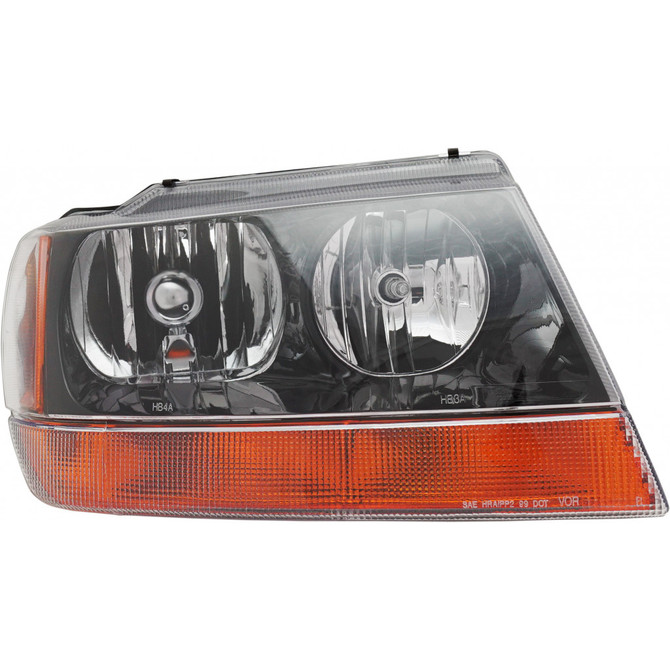 For Jeep Grand Cherokee Headlight Assembly 1999 00 01 02 03 2004 | Halogen Type | Black Interior | Harness | Exc. Limited/Overland Model (CLX-M0-USA-20-5576-01-CL360A70-PARENT1)