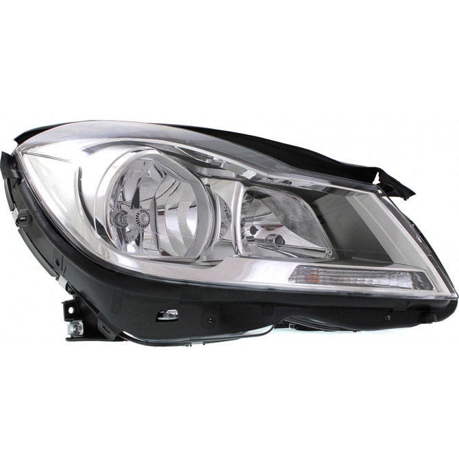 For Mercedes-Benz C63 AMG Headlight Assembly 2012 2013 2014 Halogen | Chrome Interior | w/o Corner Light | Sedan (CLX-M0-USA-REPM100386-CL360A71-PARENT1)