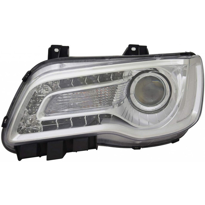 For Chrysler 300 Headlight Assembly 2018 2019 2020 Chrome Bezel Halogen Projector Code LMC/MFP CAPA Certified (CLX-M0-333-1193L-ACDC1-CL360A50-PARENT1)