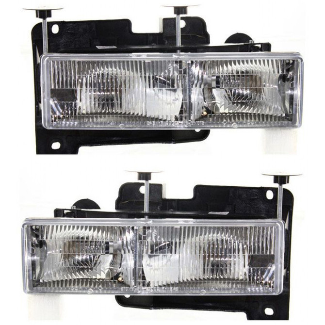 CarLights360: For 1990-2000 Chevy GMC K3500 Headlight Assembly Driver and Passenger Side DOT Certified Rectangle Form w/Bulbs-Replaces GM2503101 GM2502101 (PLX-M0-20-1668-00-1-CL360A5)
