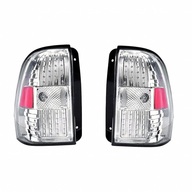 CarLights360: For 2002-2009 Chevy Trailblazer Tail Light Assembly Driver and Passenger Side | Pair | w/Bulbs LED Chrome | Replacement For GM2811195 (CLX-M0-M35-1901P-ASV-CL360A1)