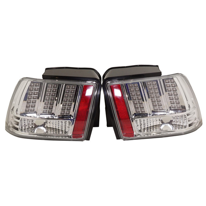 For Ford Mustang 1999-2004 Tail Light LED Chrome Pair Driver and Passenger Side (Chrome) (CLX-M0-M30-1903P-USV)