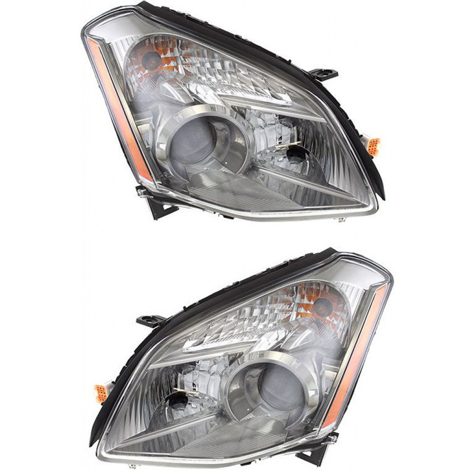 For 2008 Nissan Maxima Pair Head Lights Driver and Passenger Side Halogen NI2502179 NI2503179 - replaces 26060-ZK30A/B 26010-ZK30A/B (PLX-M0-DS630-B001L)