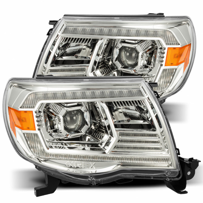 AlphaRex For Toyota Tacoma 2005-2011 Projector Headlights LUXX LED Plank Chrome | w/Activation Light/DRL (TLX-arx880740-CL360A70)