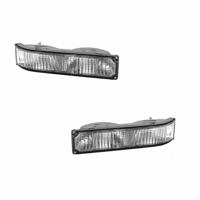 For GMC C2500 Turn Signal / Parking Light 1988-2000 Pair Driver and Passenger Side w/ Sealed Beam Headlamp For GM2520104 | 5974337 (PLX-M0-12-1410-01-CL360A6)