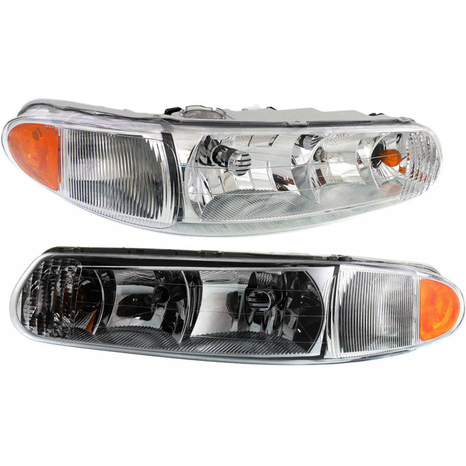 For Buick Regal Headlight 1997-2004 Pair Driver and Passenger Side For GM2502182 | 19244639 (PLX-M0-20-5198-00-CL360A55)