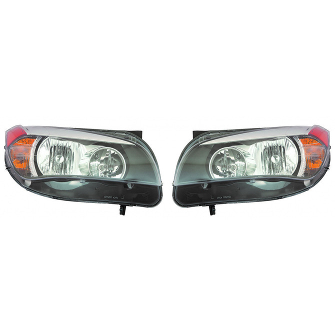 For BMW X1 Headlight 2013 2014 15 Pair Driver and Passenger Side Halogen For BM2518151 | 63 11 7 290 237 (PLX-M0-20-16348-00-CL360A55)