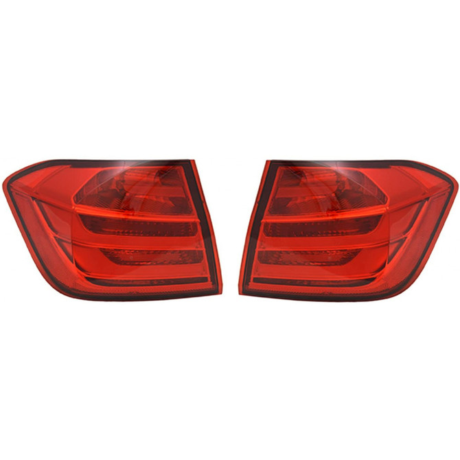 For BMW 320i / 328i / 335i Tail Light Assembly 2012 13 14 2015 Driver and Passenger Side Pair / Set | Outer | Sedan | BM2804104 + BM2805104 | 63217313039 + 63217313040 (PLX-M0-USA-REPB730176-CL360A70)