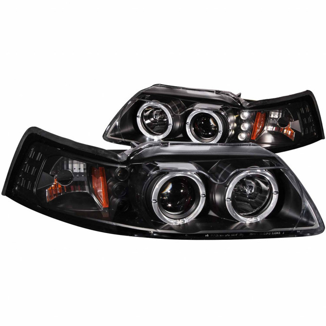 ANZO For Ford Mustang 1999-2004 Projector Headlights Black G2 Dual Projector | (TLX-anz121303-CL360A70)