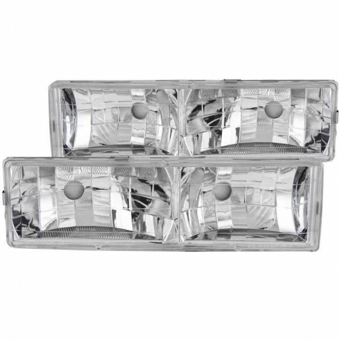 ANZO For GMC R2500 1988 1989 Crystal Headlights Chrome w/o Bulbs | (TLX-anz111136-CL360A84)