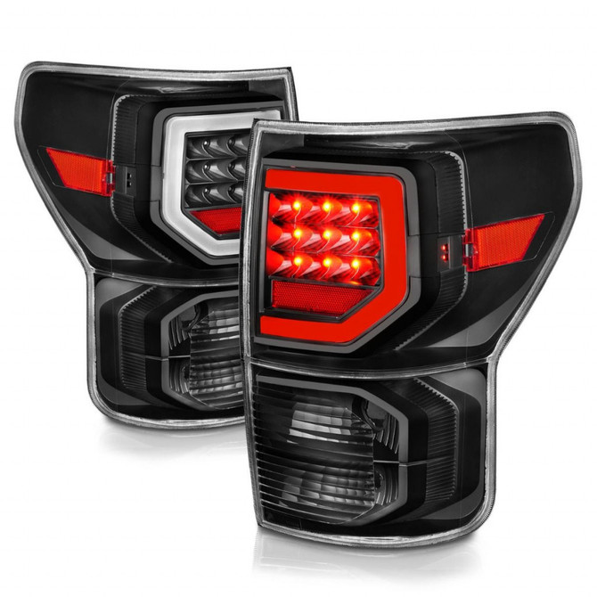 ANZO For Toyota Tundra 2007-2013 Tail Lights LED Black Housing Clear Lens G2 | w/C Light Bars (TLX-anz311386-CL360A70)