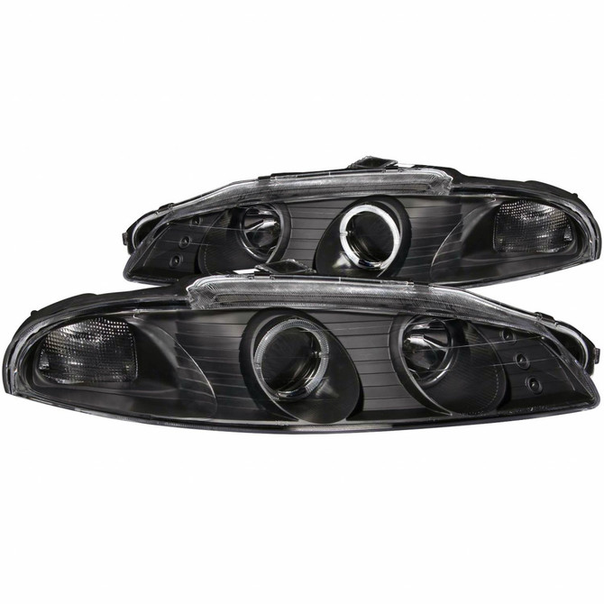ANZO For Mitsubishi Eclipse 1997-1999 Projector Headlights w/ Halo Black G2 | (TLX-anz121377-CL360A70)