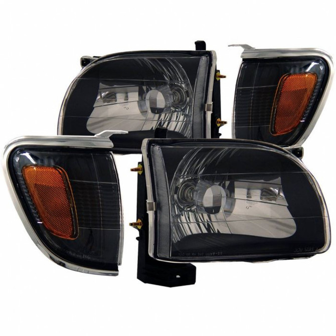 ANZO For Toyota Tacoma 2001 2002 2003 2004 Crystal Headlights Black | (TLX-anz121190-CL360A70)