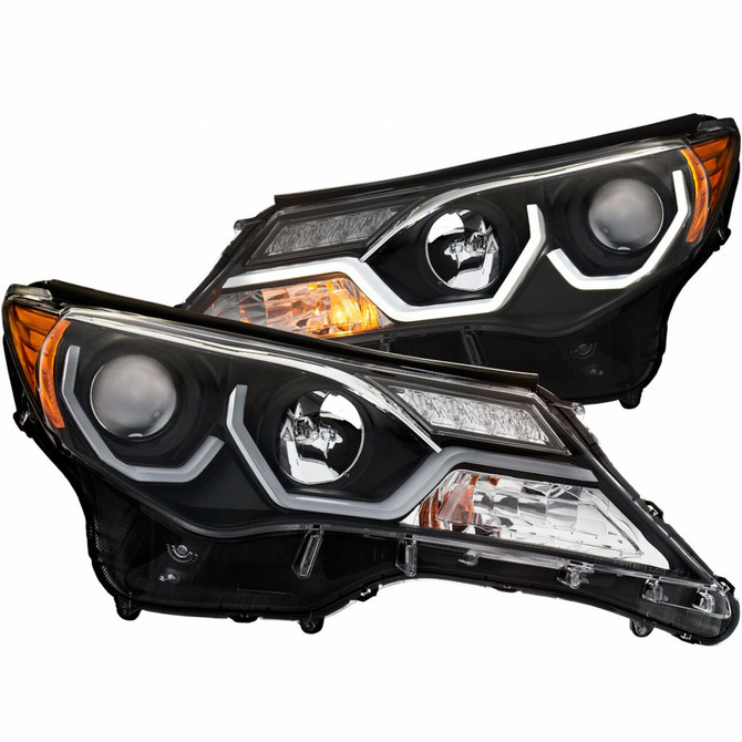 ANZO For Toyota Rav4 2013 2014 2015 Projector Headlights w/ Plank Style Design | Black (TLX-anz111332-CL360A70)