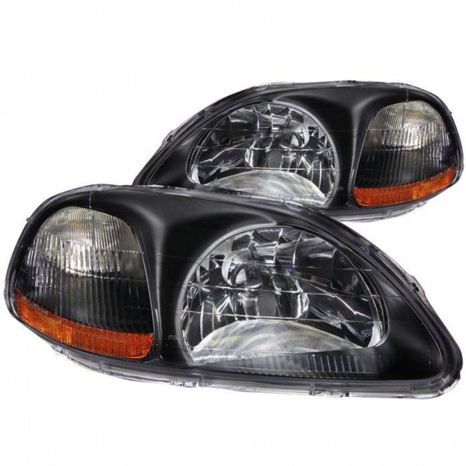 ANZO For Honda Civic 1996 1997 1998 Crystal Headlights Black | (TLX-anz121067-CL360A70)