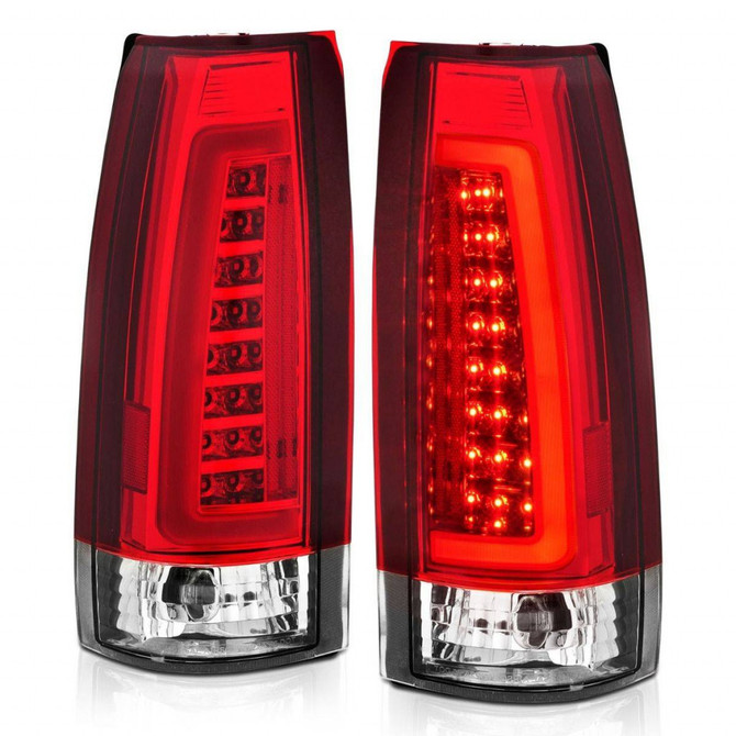 ANZO For Chevy C2500 Suburban 1992-1999 Tail Lights LED Chrome Housing Red/Clear | Lens Pair (TLX-anz311346-CL360A80)
