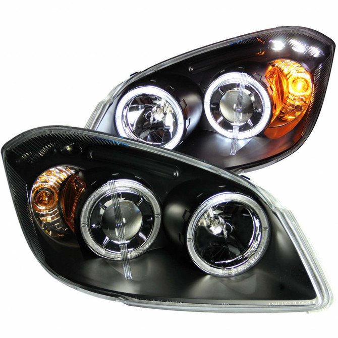 ANZO For Chevy Cobalt 2005-2010 Projector Headlights w/ Halo Black w/ LED | (TLX-anz121344-CL360A70)