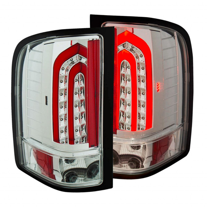 ANZO For Chevy Silverado 3500 HD 2007 08 09 10 11 12 2013 Tail Lights LED Chrome | (TLX-anz321341-CL360A70)