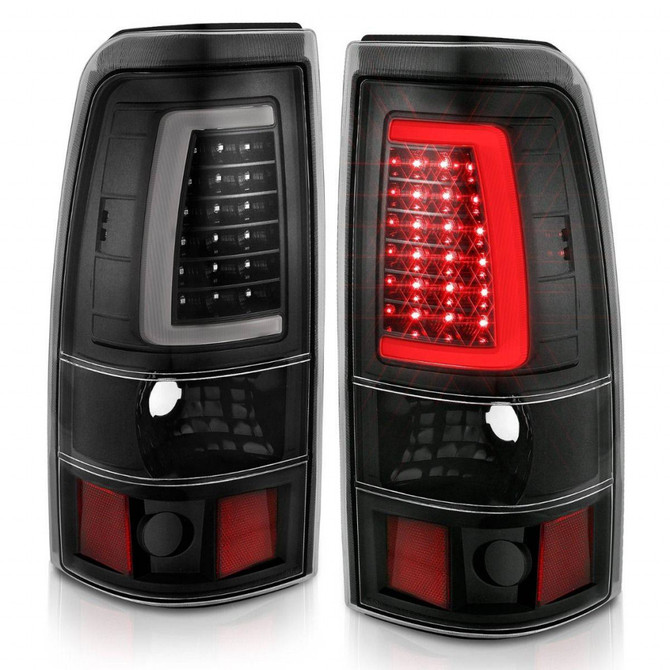 ANZO For Chevy Silverado 2500 2003 2004 Tail Lights LED - Plank Style Black | w/Clear Lens (TLX-anz311333-CL360A72)