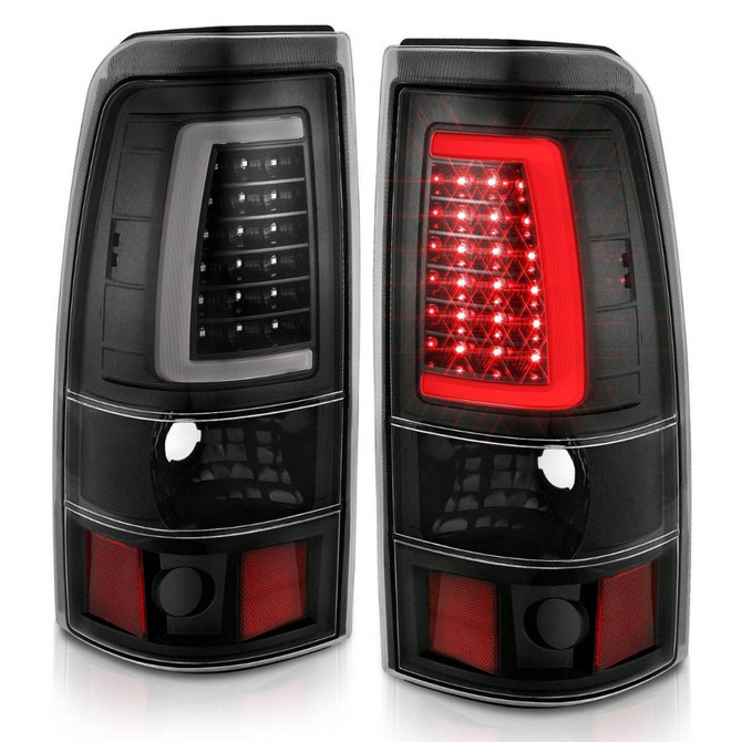 ANZO For Chevy Silverado 2500 HD Classic 2007 Tail Lights LED-Plank Style Black | w/Clear Lens (TLX-anz311333-CL360A75)