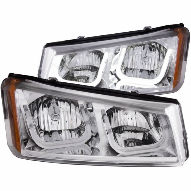 ANZO For Chevy Silverado 2500 HD 2003-2006 Projector Headlights w/ U-Bar Chrome | (TLX-anz111313-CL360A74)