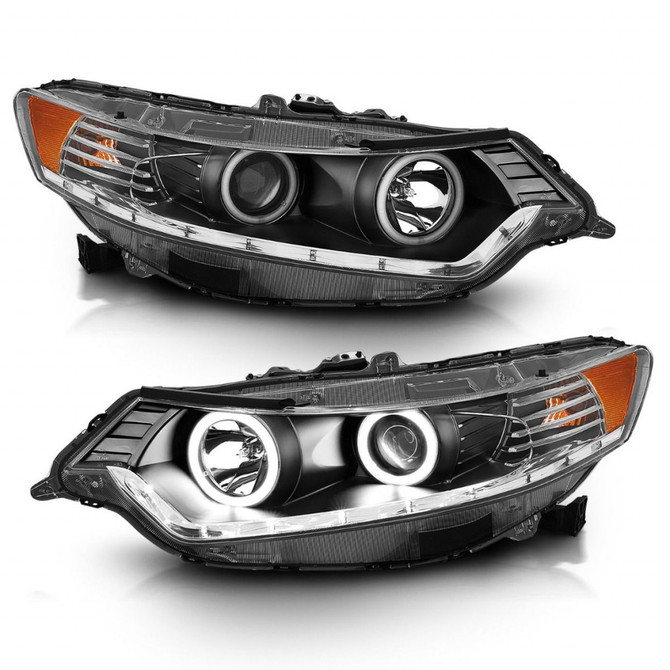 ANZO For Acura TSX 2009-2012 Projector Headlights w/ Halo Black HID Compatible | Replacement For 121393
